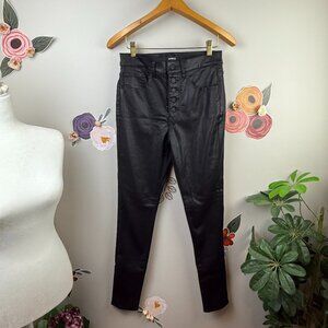 Express Black Coated Button Fly Skinny Pant - Size - 4 Long